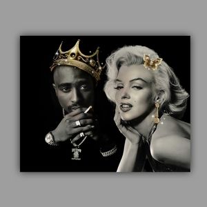 Marilyn Monroe And Tupac Art Gold Glittered Bling Poster 11x8.5